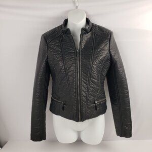 New York & Co XS Black Quilted Jacket Womens Short Coat Zipper Cycle
